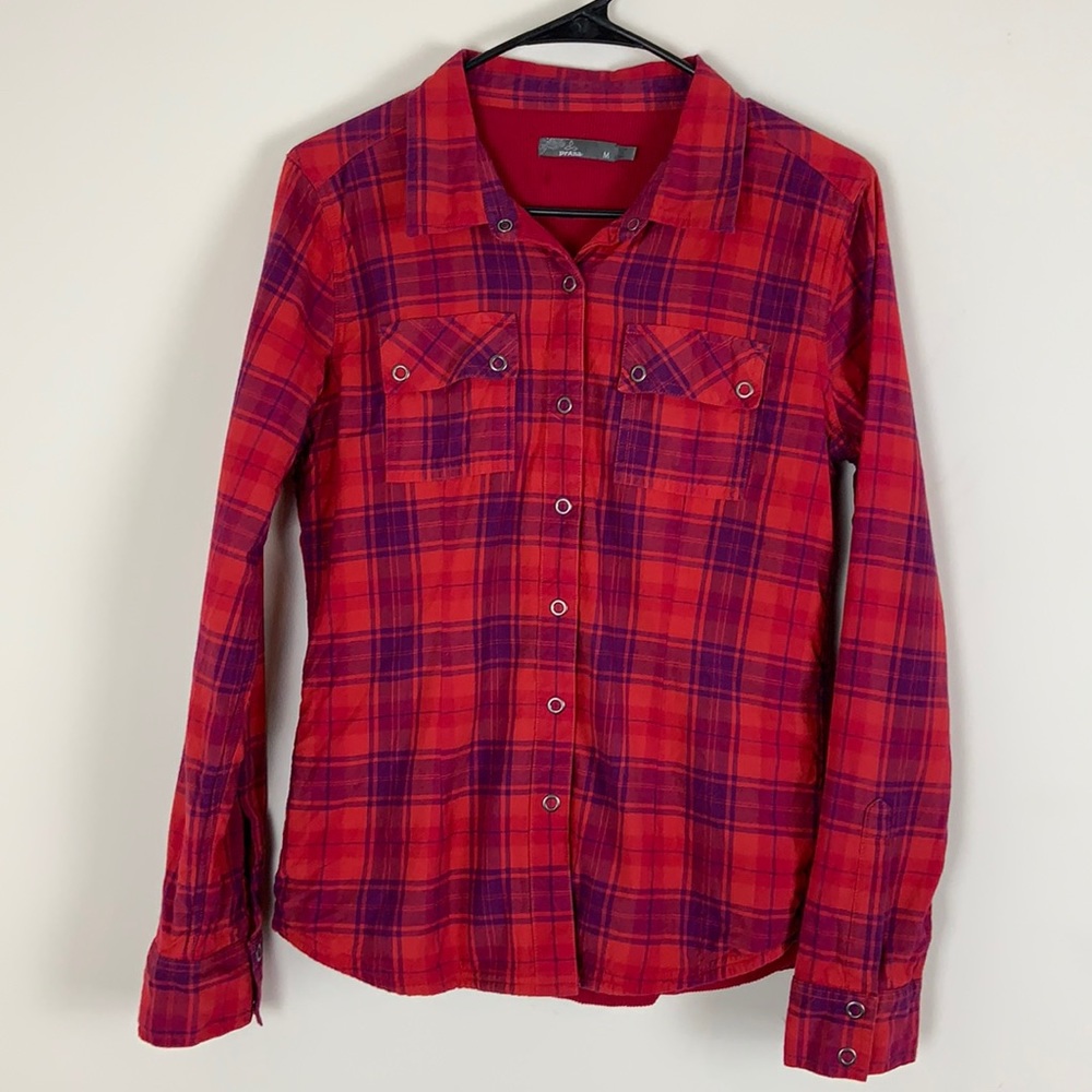 Prana Plaid Long Sleeve Button Down Shirt Size M